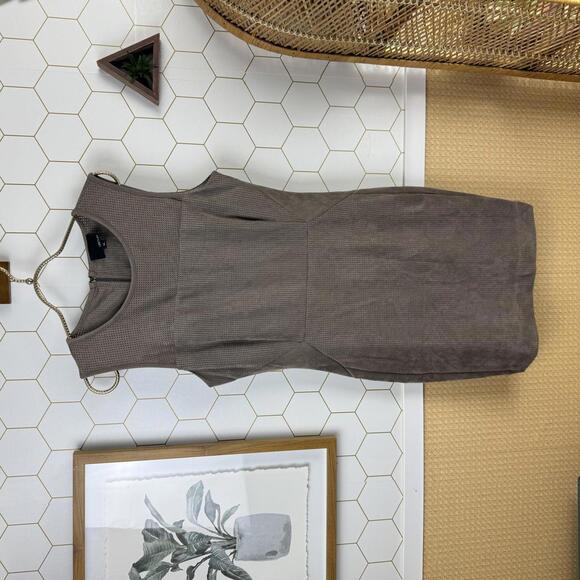 Greylin Dresses & Skirts - Greylin Taupe Faux Suede Sleeveless Sheath Back Zipper Dress - Size - Medium